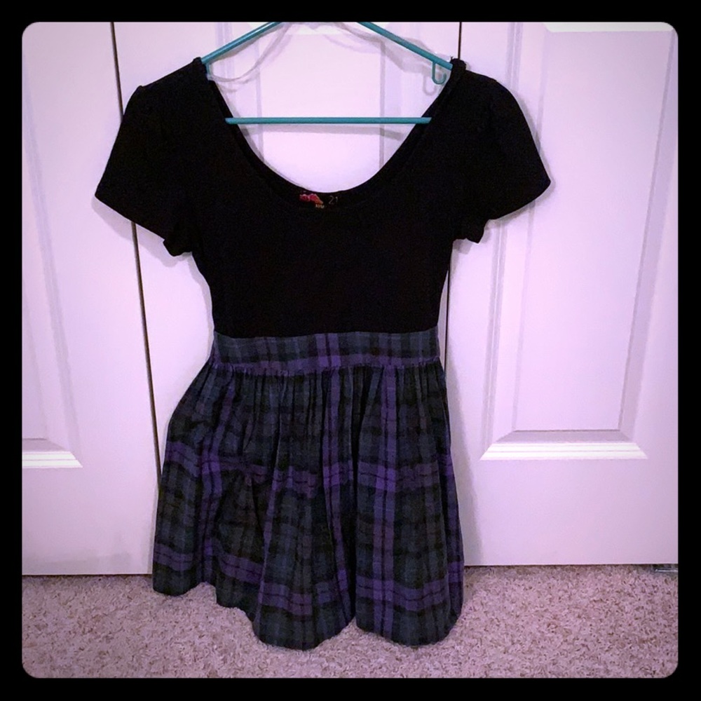 Black and Purple/Green Flannel Dress